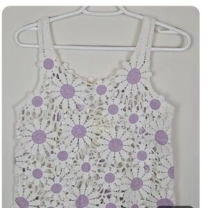 Altar’d State White and Yellow Daisy Crochet Top